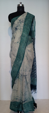 Abstract Linen Saree with Sequin Embroidery